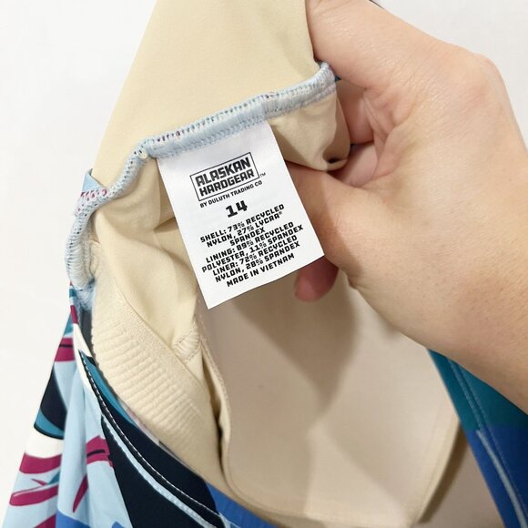 Alaskan Hardgear Duluth Trading Blue Floral Tankini Swim Top - Size 14 - Picture 4 of 4